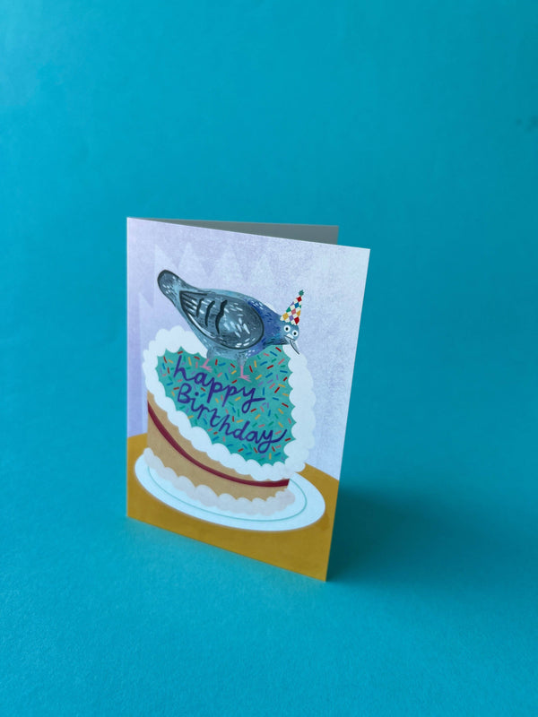 Fernandes Makes - Pigeon Birthday Cake Greeting Card
