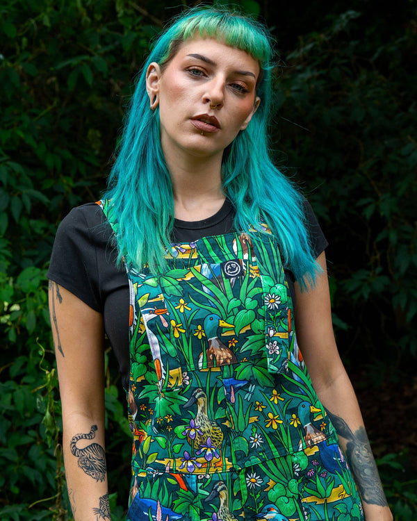 Rebel Romance - RESTOCK PRE ORDER - Rebel Romance Pond Birds Stretch Dungarees