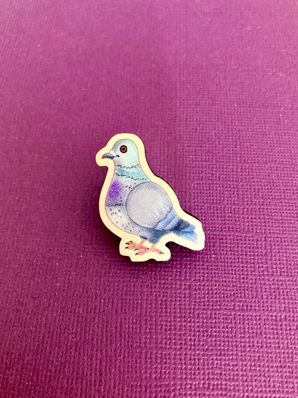 RatBeanKat - Little pigeon wooden pin badge