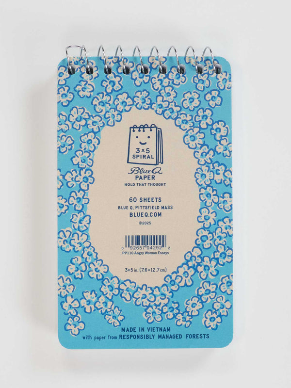 Incognito - PP110 Angry Woman Essays 3x5 Spiral Notebook