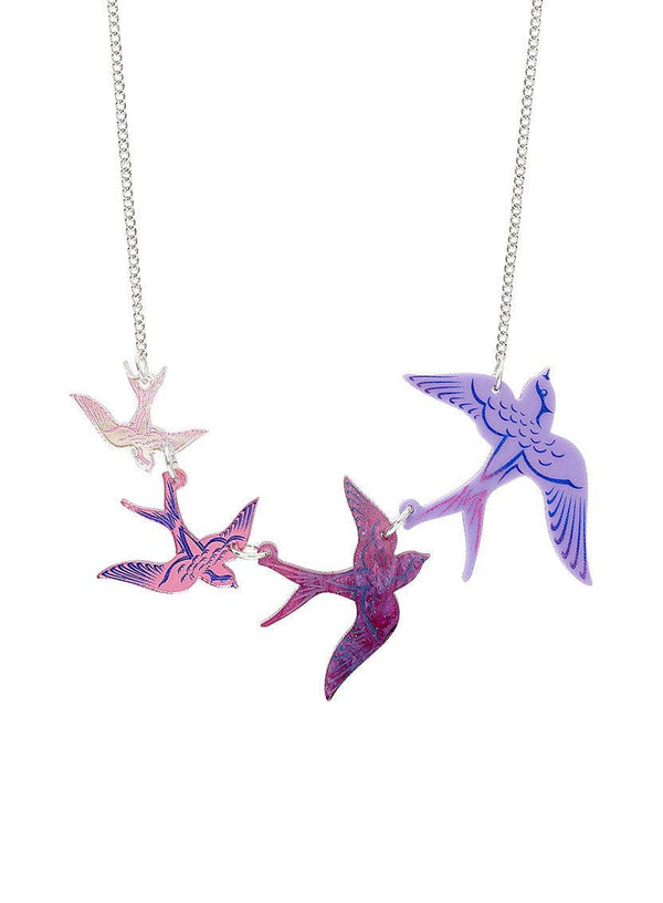 Tatty Devine - Swoop of Swallows Necklace - Purple