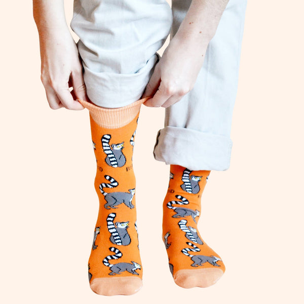 Bare Kind Socks - Lemur Socks | Bamboo Socks | Orange Socks | Funky Socks