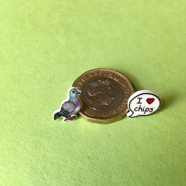 RatBeanKat - Little pigeon loves chips earrings