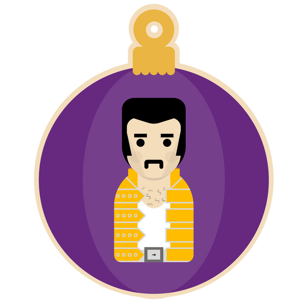 Hey There Munchquin - UV printed statement bauble inspired by Freddie Mercury