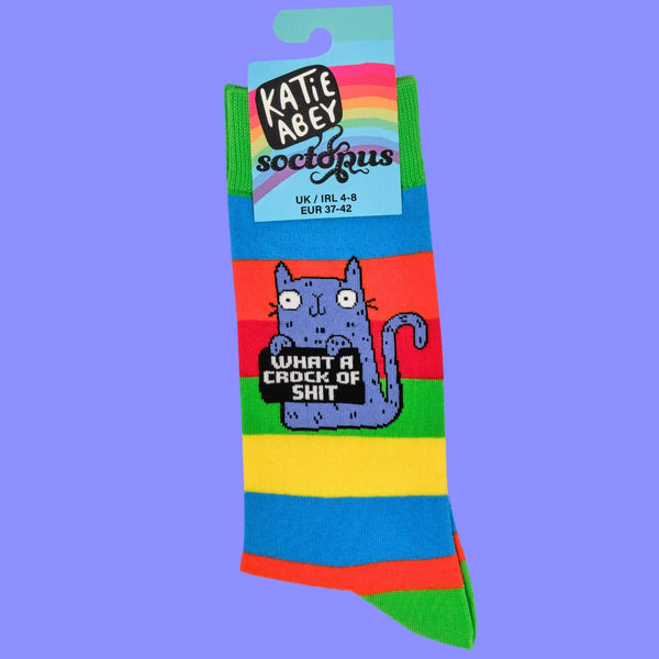 Katie Abey - Sweary Cat Crock of Sh*t Rainbow Socks