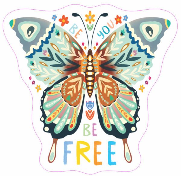 The Sunshine Bindery - Be You Be Free Butterfly Waterproof Sticker