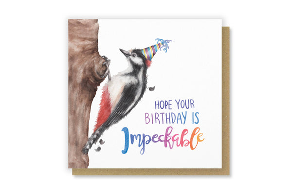 Citrus Bunn - Have an Impeckable Birthday Woodpecker Greetings Card
