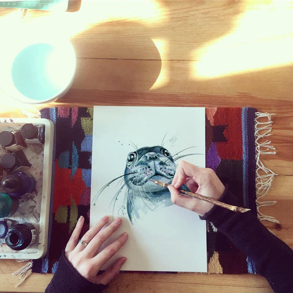 Kate Moby - Inky Seal Blank Greeting Card