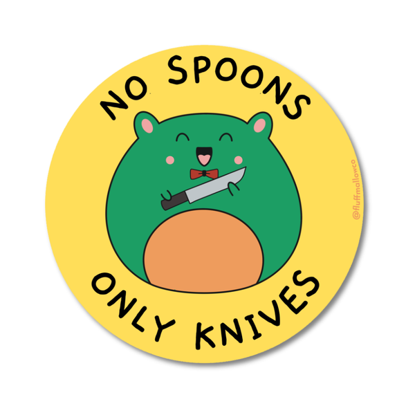 Fluffmallow (Custom duties for USA are pre-paid by us) - No Spoons Frog Kawaii Funny Vinyl Sticker