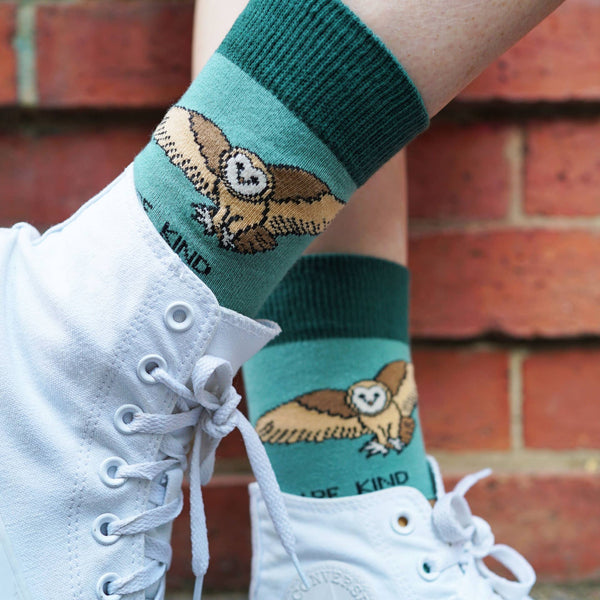 Bare Kind Socks - Barn Owl Socks | Bamboo Socks | Green Socks | Farm Socks