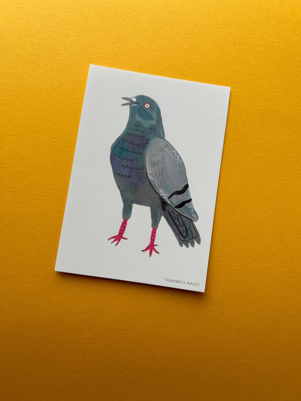 Fernandes Makes - Happy Standing Pigeon Postcard