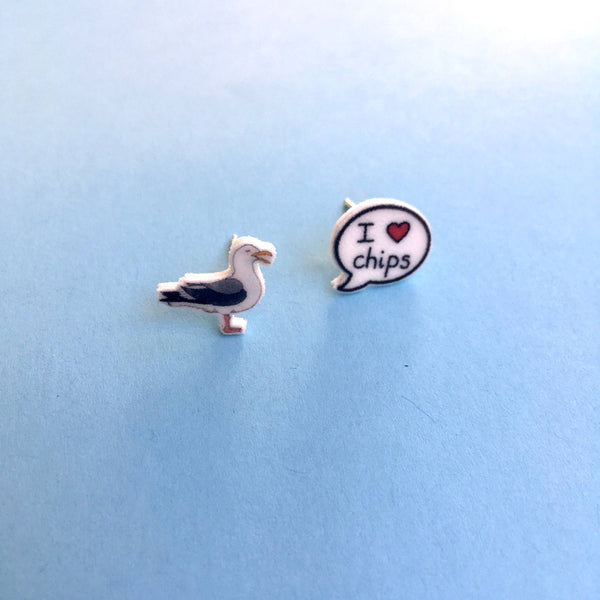 RatBeanKat - Little seagull earrings