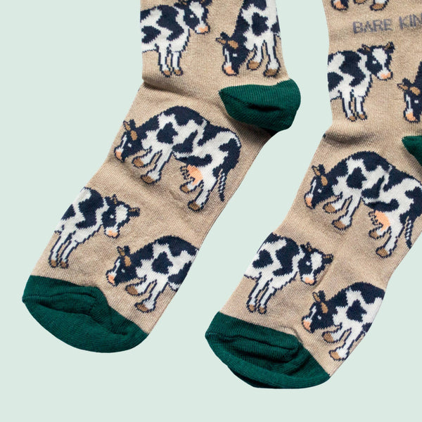 Bare Kind Socks - Cow Socks | Bamboo Socks | Beige Socks | Farm Socks