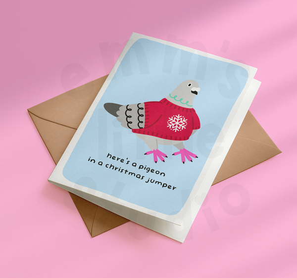 Emm's Little Studio - Christmas Jumper Pigeon Christmas Card
