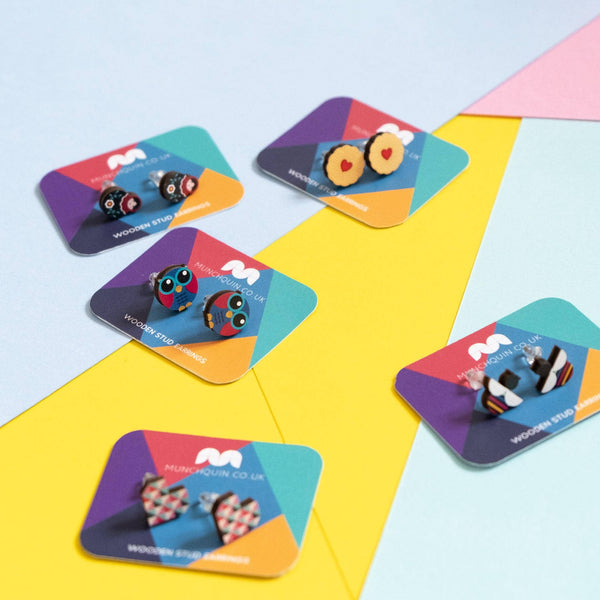 Hey There Munchquin - Bob the Bee - Eco friendly wooden stud earrings