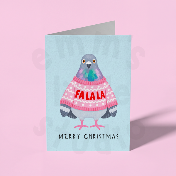 Emm's Little Studio - Christmas Jumper Pigeon Christmas Card