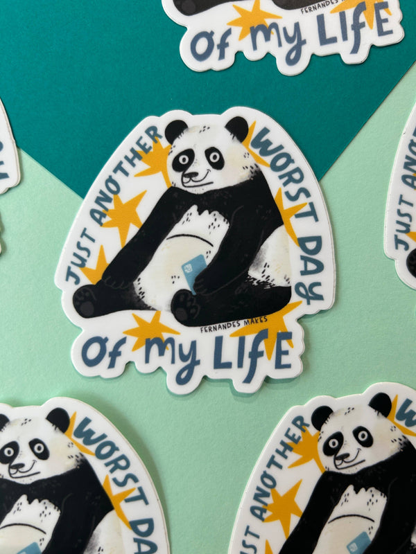 Fernandes Makes - Just Another Worst Day Of My Life, Panda Vinyl Sticker 