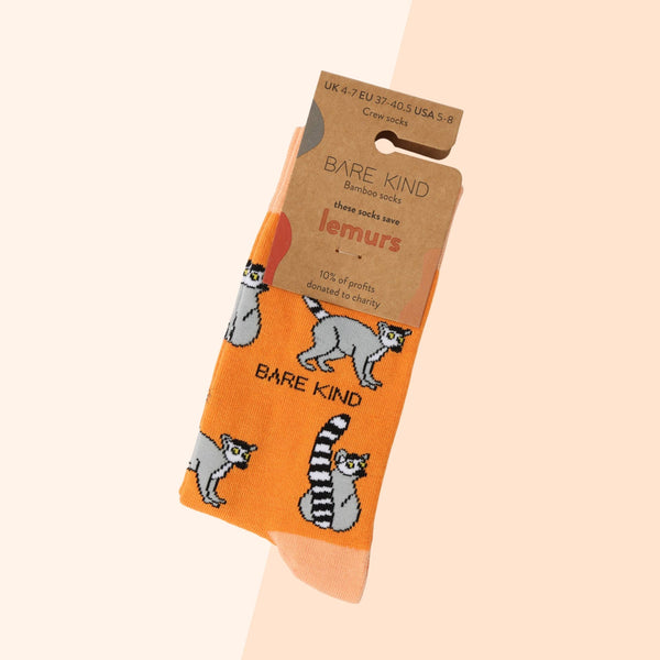 Bare Kind Socks - Lemur Socks | Bamboo Socks | Orange Socks | Funky Socks