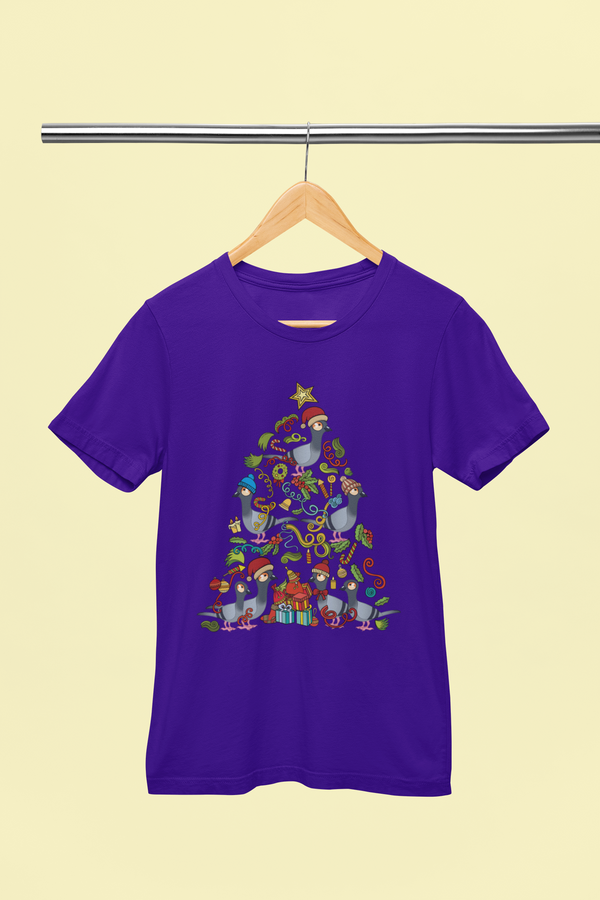Christmas Tree Pigeons Adults Unisex T-shirt