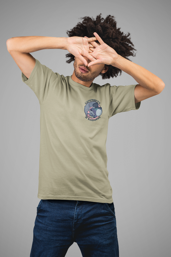 Compassion and Kindness, Rat and Pigeon , Adults Premium T-shirt (light Colours) Colour print on reverse