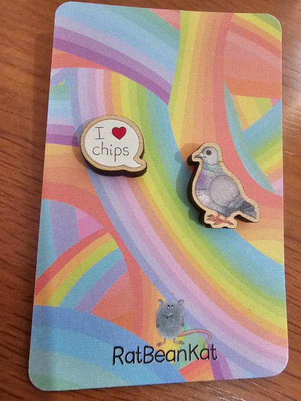 Pigeon earrings (wooden)