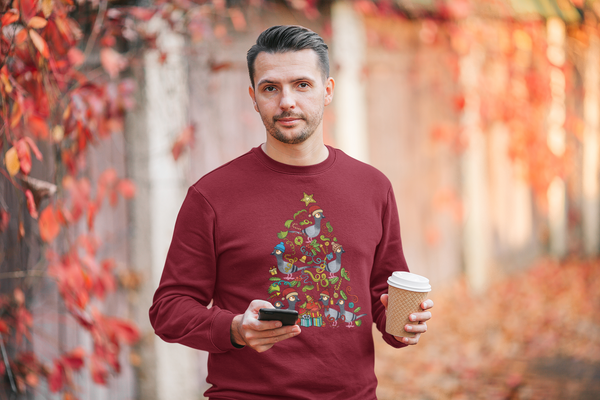 Christmas Tree Pigeons Long Sleeve Adults unisex T-shirt