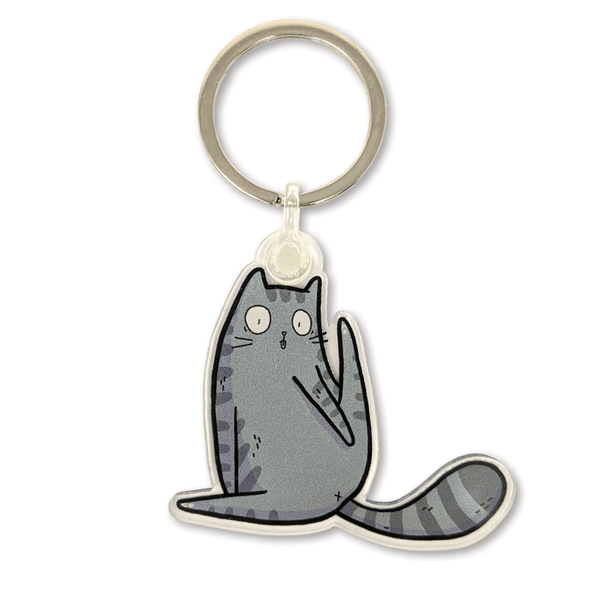 Whale & Bird - Cheeky Yoga Cat Keyring