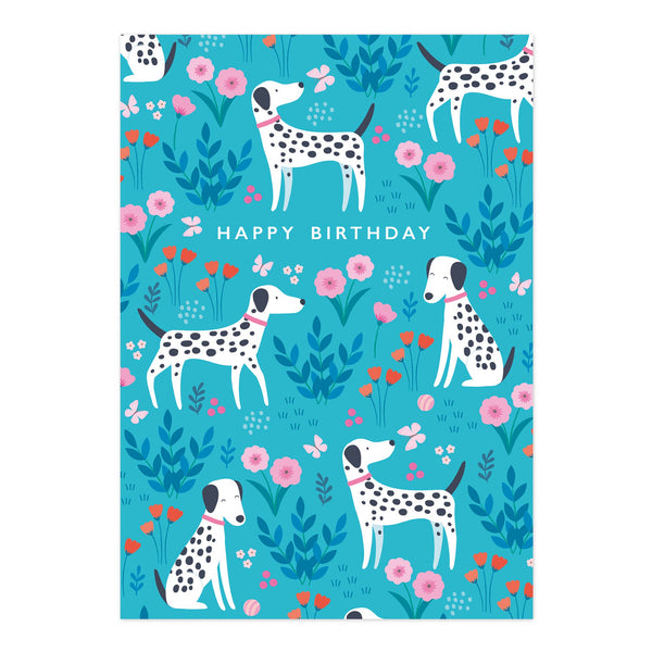 Klara Hawkins - Happy Birthday Card | Dalmatian Dog Patterned Card