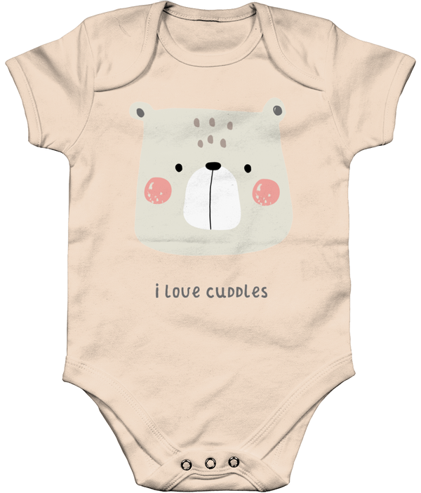 Organic Short Sleeve Baby Bodysuit 'I love cuddles'