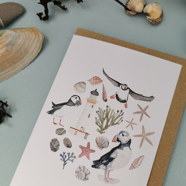 Puffin Greeting Card - The Butterfly and Toadstool