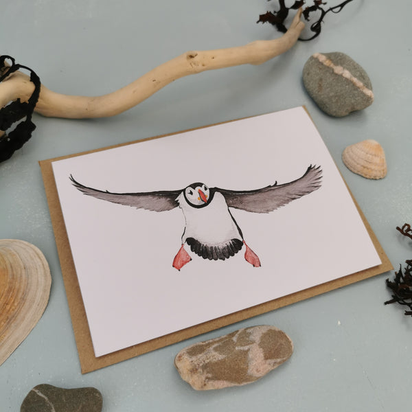 Puffin Landing Greeting Card - The Butterfly and Toadstool