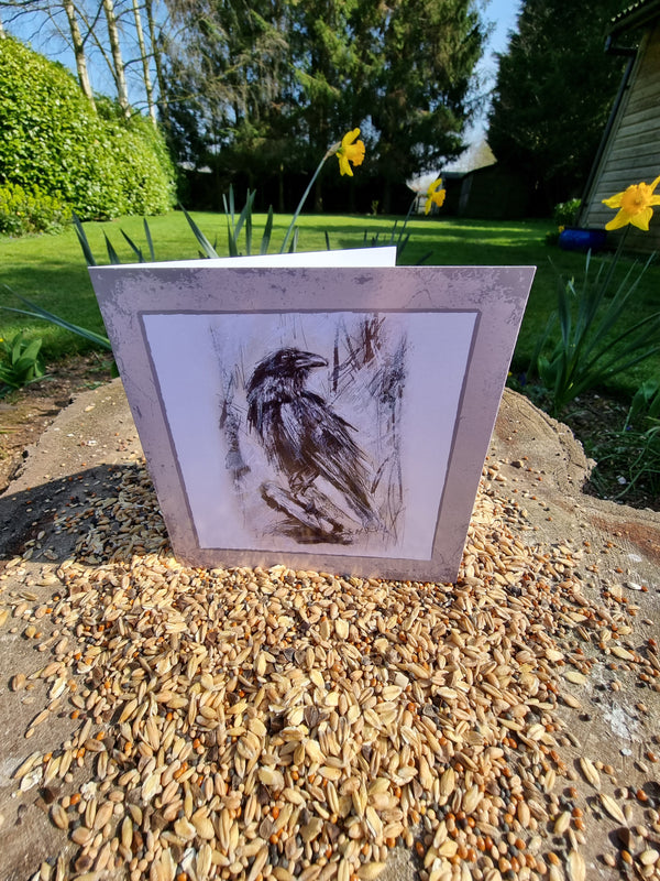 Perching Crow Greeting Card - Julie Westwood