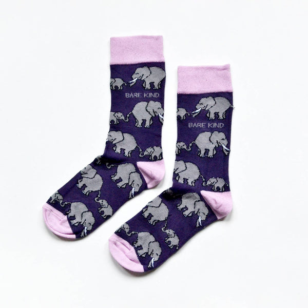 Bare Kind Socks - Bamboo Socks | Elephant Socks | Purple Socks | Savanah Socks