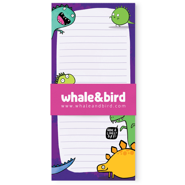Whale & Bird - Dino Magnetic DL Notepad