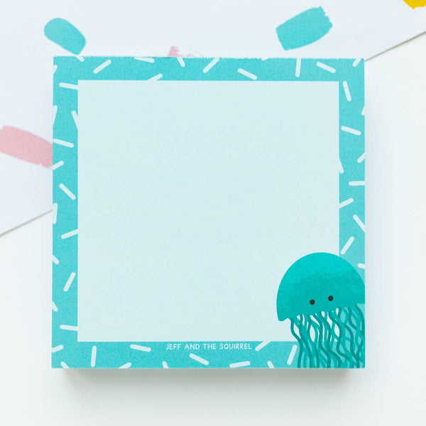 Jeff and the Squirrel - Jellyfish Ocean Memo Pad Block | Colourful Stationery