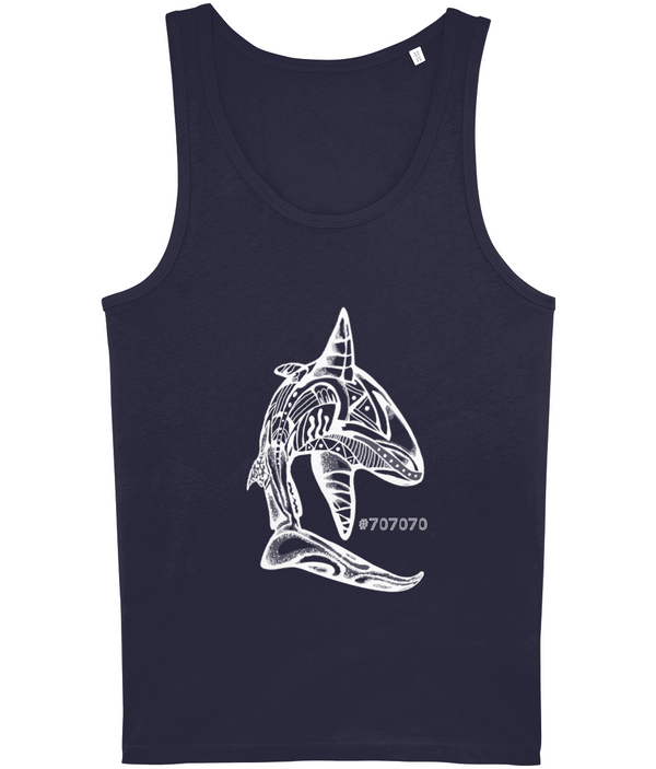 Men's fit vest - Tribal Shark - White Print