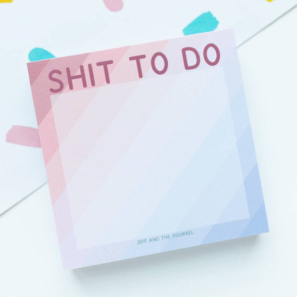 Jeff and the Squirrel - Shit To Do Sweary Memo Pad Block | Colourful Stationery