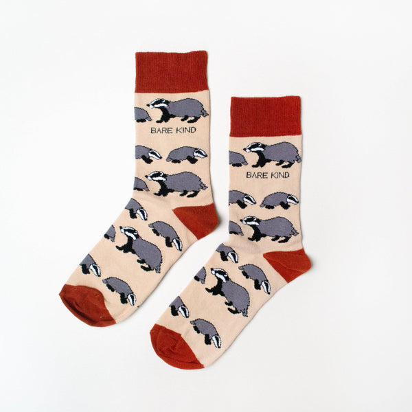 Bare Kind Socks - Badger Socks | Bamboo Socks | Beige Socks | Woodland Socks: UK Adult 4-7 / Single Pair
