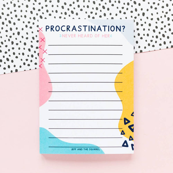 Jeff and the Squirrel - Procrastination Lined A6 Notepad | Recycled Stationery