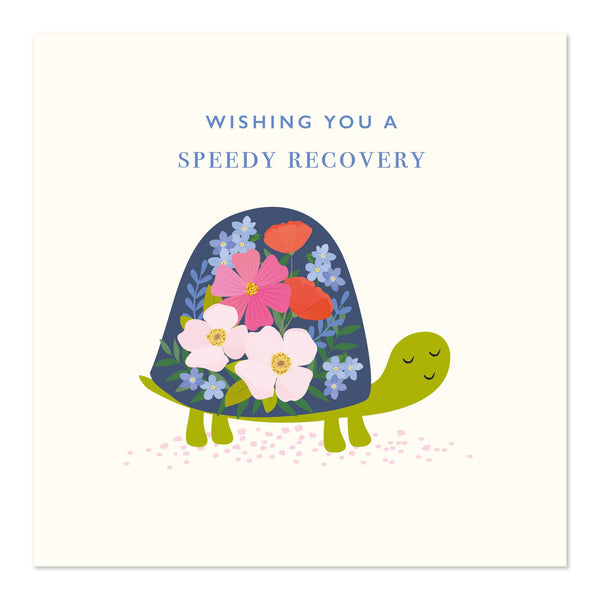 Klara Hawkins - Speedy Recovery Greetings Card | Tortoise with Floral Shell