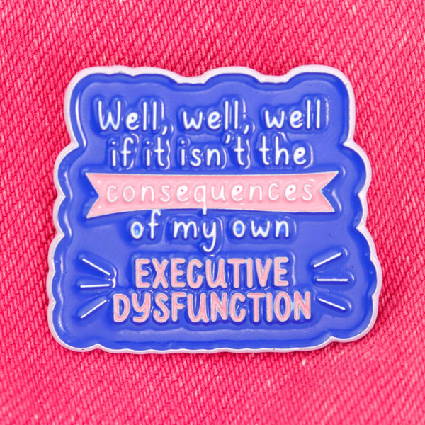 Fluffmallow - Executive dysfunction neurodivergence enamel pin: Without cello bags