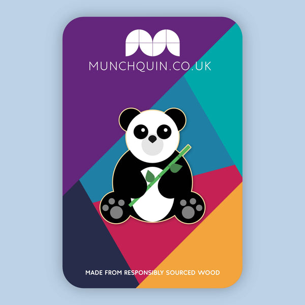 Munchquin - Cute little panda eco-friendly wooden pin badge