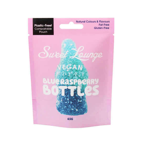 Sweet Lounge - Vegan Fizzy Blue Raspberry Bottles (Plastic-free) 65g