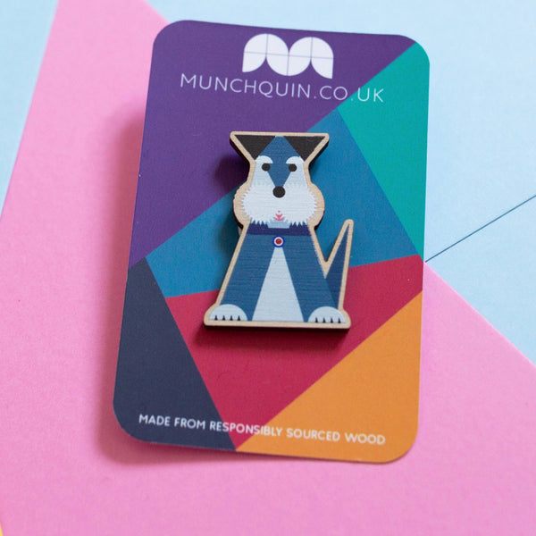Munchquin - Schnauzer eco-friendly wooden pin badge