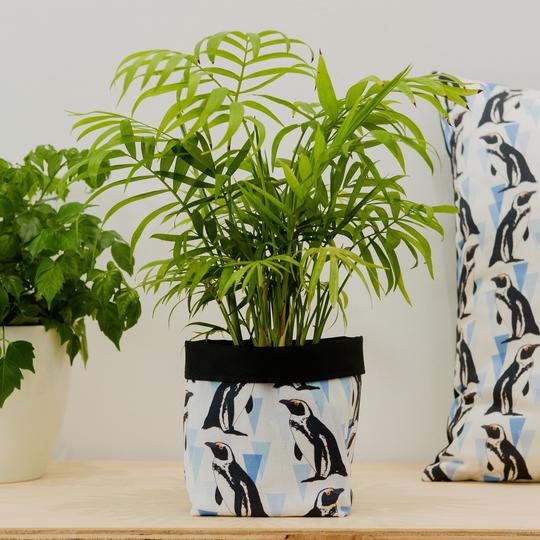 Textile Plant Pot - African Penguin Print