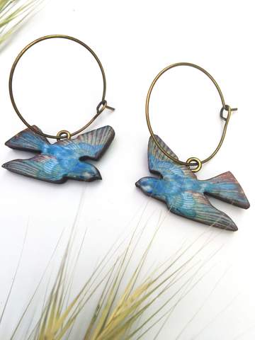 Blue bird  earrings - Fen and Co