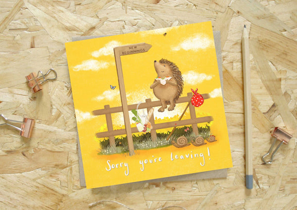 Hedgehog leaving Card by Every Goose