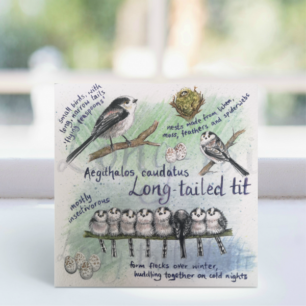 Long Tailed Tit Greeting Card - Ginger Bee art