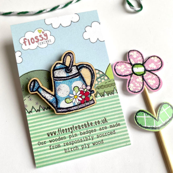 Watering Can Wooden Pin - Flossy Teacake