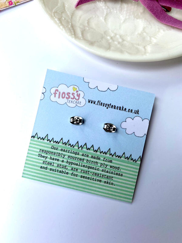 Hedgehog wooden earrings - Flossy Teacake